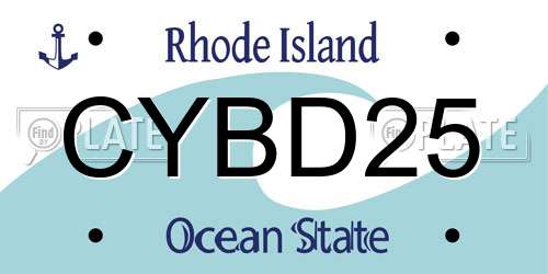 CYBD25 Rhode Island License Plate