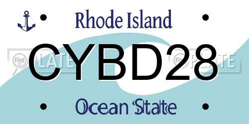 CYBD28 Rhode Island License Plate