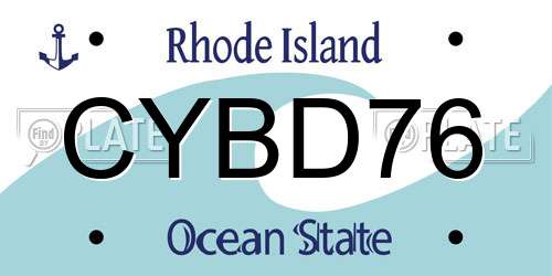 CYBD76 Rhode Island License Plate