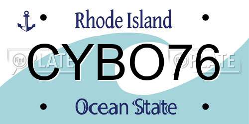CYBO76 Rhode Island License Plate