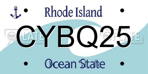 CYBQ25 Rhode Island License Plate