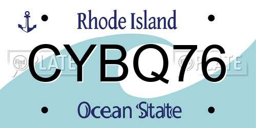 CYBQ76 Rhode Island License Plate
