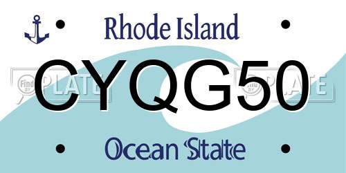 CYQG50 Rhode Island License Plate