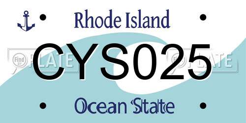 CYS025 Rhode Island License Plate