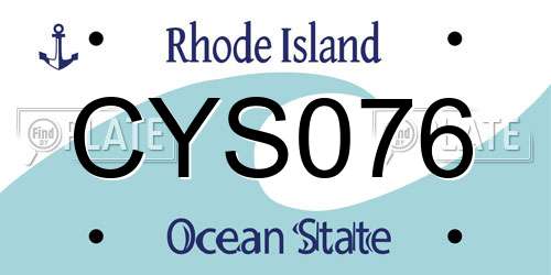 CYS076 Rhode Island License Plate