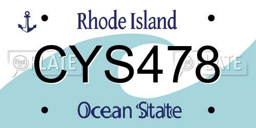 CYS478 Rhode Island License Plate