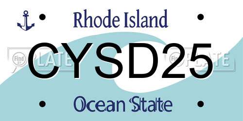 CYSD25 Rhode Island License Plate