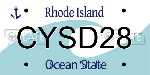 CYSD28 Rhode Island License Plate