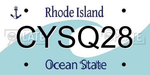 CYSQ28 Rhode Island License Plate