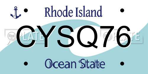 CYSQ76 Rhode Island License Plate