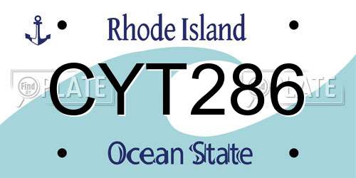 CYT286 Rhode Island License Plate