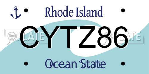 CYTZ86 Rhode Island License Plate