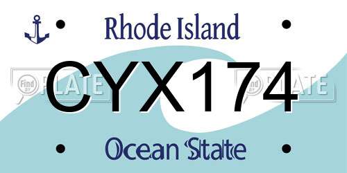 CYX174 Rhode Island License Plate