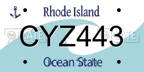CYZ443 Rhode Island License Plate