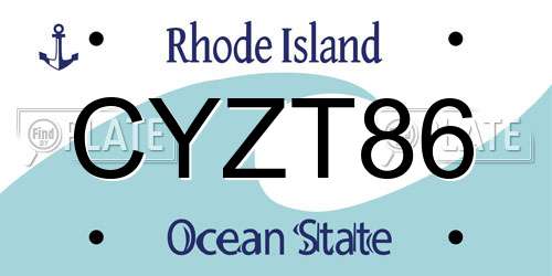 CYZT86 Rhode Island License Plate