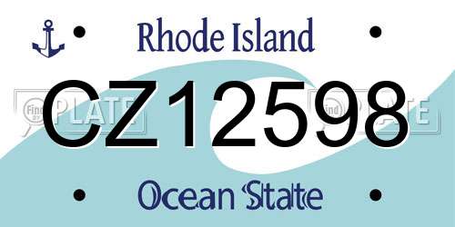 CZ12598 Rhode Island License Plate