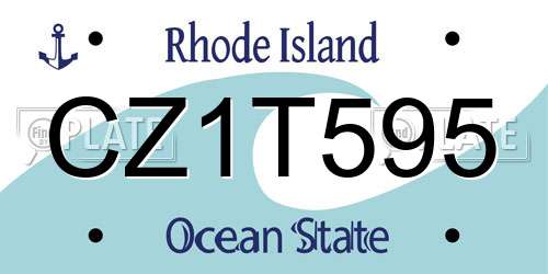 CZ1T595 Rhode Island License Plate