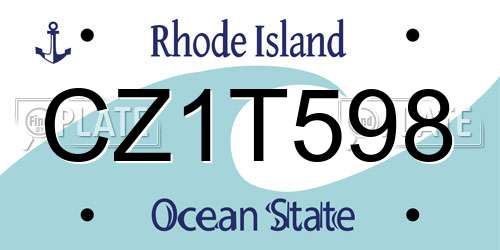CZ1T598 Rhode Island License Plate