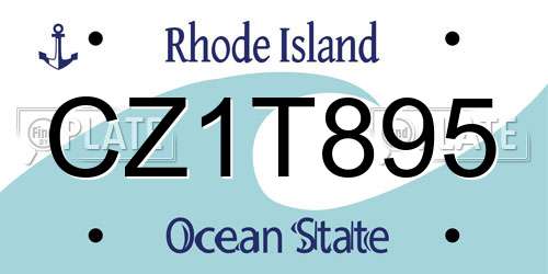 CZ1T895 Rhode Island License Plate