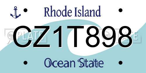 CZ1T898 Rhode Island License Plate