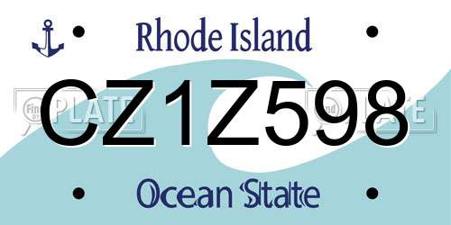 CZ1Z598 Rhode Island License Plate
