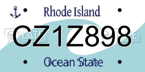 CZ1Z898 Rhode Island License Plate