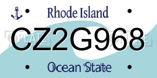 CZ2G968 Rhode Island License Plate