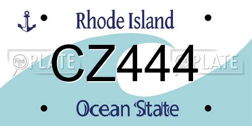 CZ444 Rhode Island License Plate