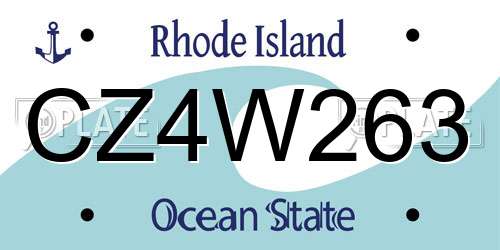 CZ4W263 Rhode Island License Plate
