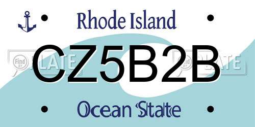 CZ5B2B Rhode Island License Plate