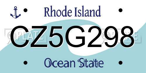 CZ5G298 Rhode Island License Plate