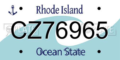 CZ76965 Rhode Island License Plate