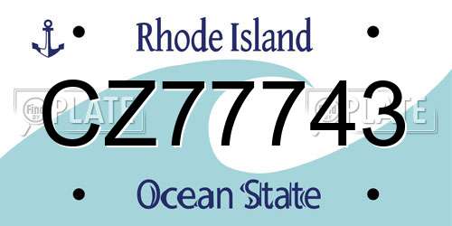 CZ77743 Rhode Island License Plate