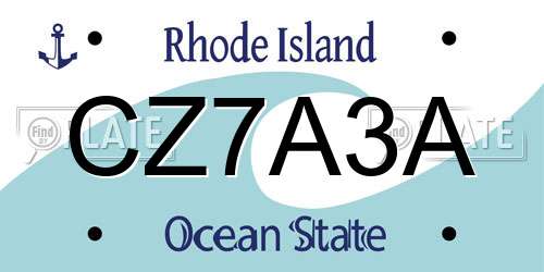 CZ7A3A Rhode Island License Plate