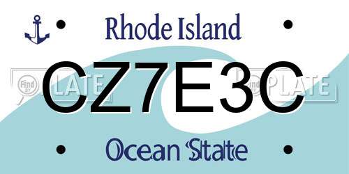 CZ7E3C Rhode Island License Plate