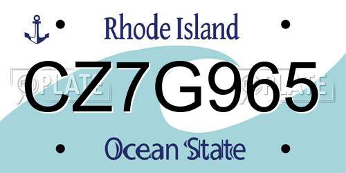 CZ7G965 Rhode Island License Plate