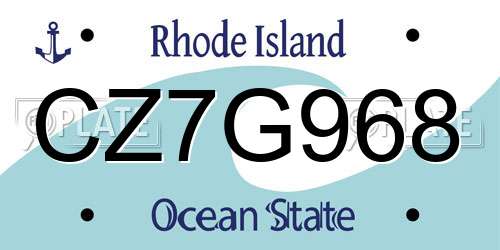 CZ7G968 Rhode Island License Plate