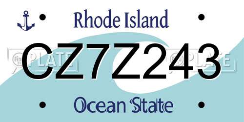 CZ7Z243 Rhode Island License Plate