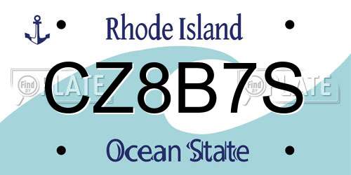CZ8B7S Rhode Island License Plate