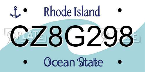 CZ8G298 Rhode Island License Plate