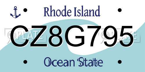 CZ8G795 Rhode Island License Plate