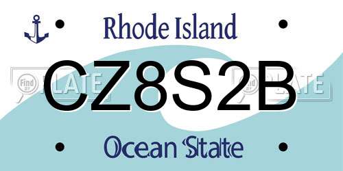 CZ8S2B Rhode Island License Plate