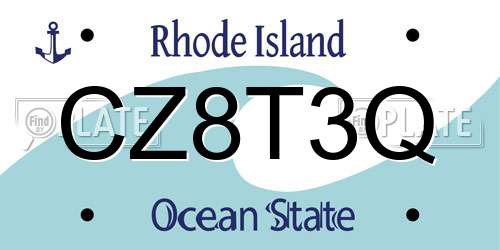 CZ8T3Q Rhode Island License Plate