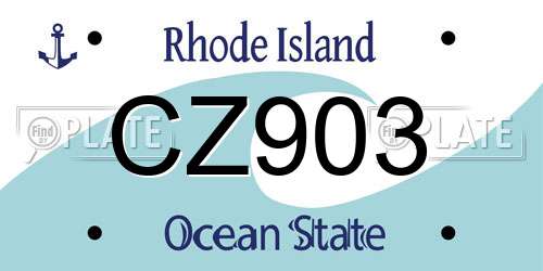 CZ903 Rhode Island License Plate