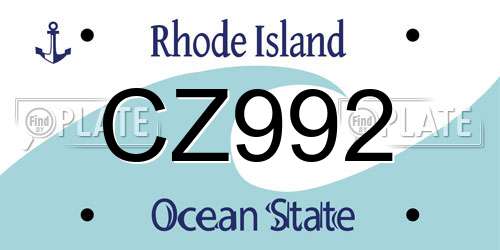 CZ992 Rhode Island License Plate