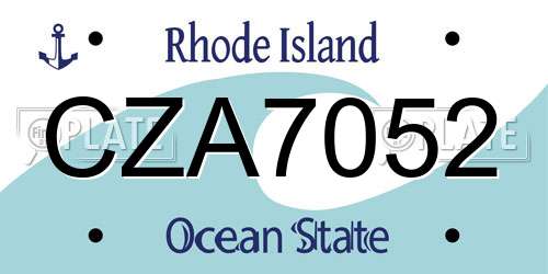 CZA7052 Rhode Island License Plate