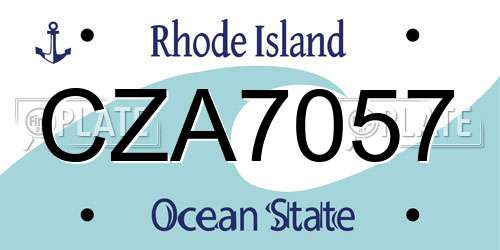 CZA7057 Rhode Island License Plate
