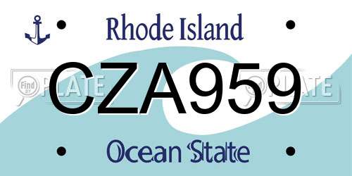 CZA959 Rhode Island License Plate