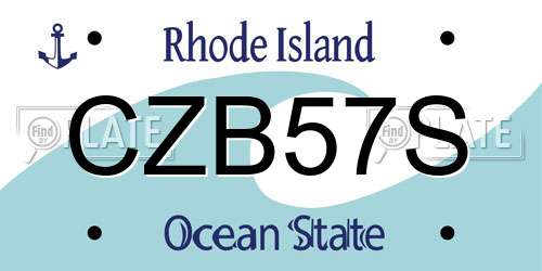 CZB57S Rhode Island License Plate