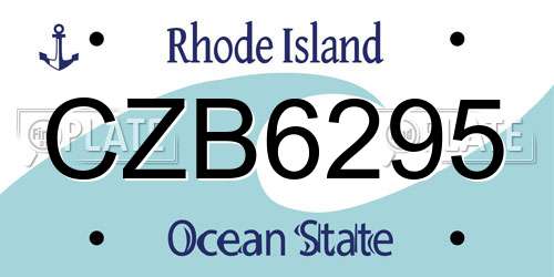 CZB6295 Rhode Island License Plate